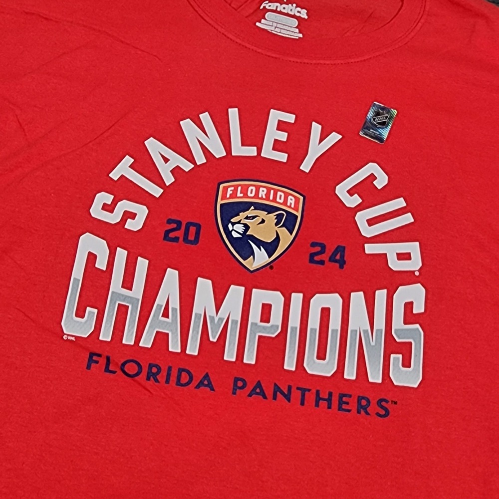 Fanatics Florida Panthers T-Shirt Men 3XL Red Stanley Cup Champions 2024 Graphic
